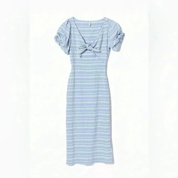 Urban Outfitters Dresses & Skirts - URBAN OUTFITTERS PICNIC IN THE PARK MIDI GINGHAM PRINT BLUE DRESS SIZE MEDIUM